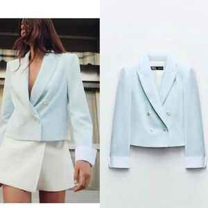 Zara Blue Contrast Blazer Size Small